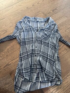 Blue Gray Plaid Button-Up Shirt LUCKY BRAND